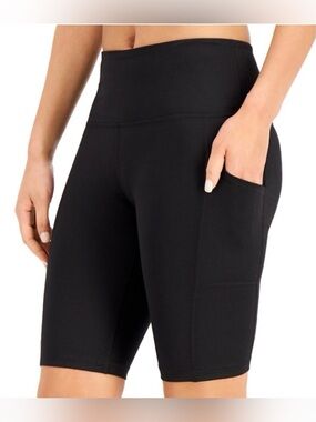 NWOT IDEOLOGY HIGH-RISE BLACK COMPRESSION BIKE SHORTS *SMALL *MACY’S *NEW